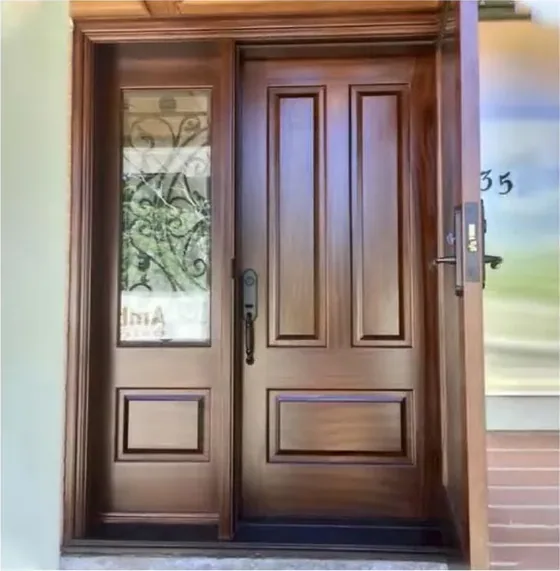 Grey exterior door, timber entry leaf, glazing and sidelights to order (EX-005)