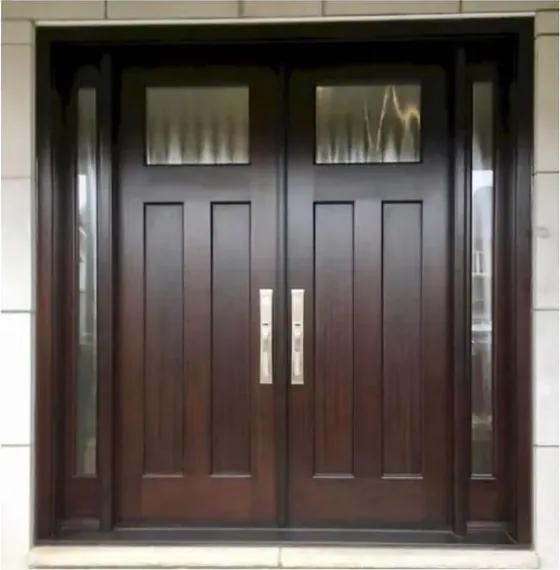 Walnut exterior door, timber entry leaf, glazing and sidelights to order (EX-007)