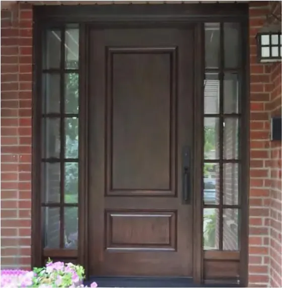Charcoal exterior door, timber entry leaf, glazing and sidelights to order (EX-008)
