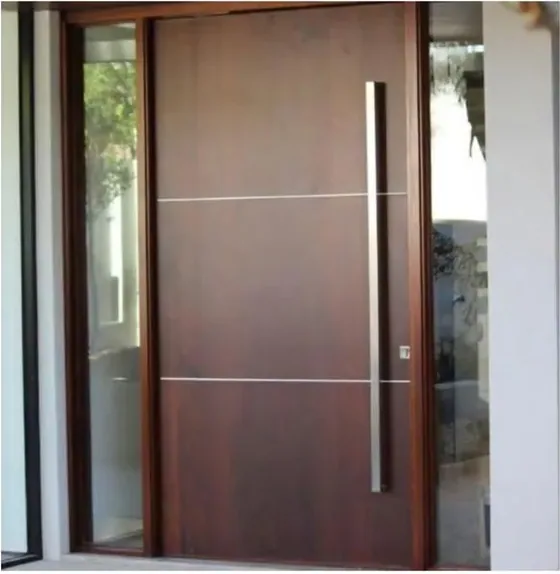 Honey oak exterior door, timber entry leaf, glazing and sidelights to order (EX-009)