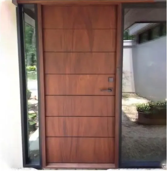 Honey oak exterior door, timber entry leaf, glazing and sidelights to order (EX-011)