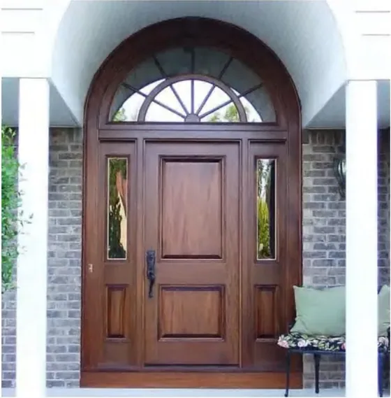 Honey oak exterior door, timber entry leaf, glazing and sidelights to order (EX-013)