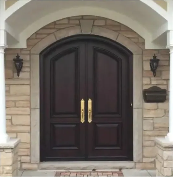 Dark timber exterior door, timber entry leaf, glazing and sidelights to order (EX-014)
