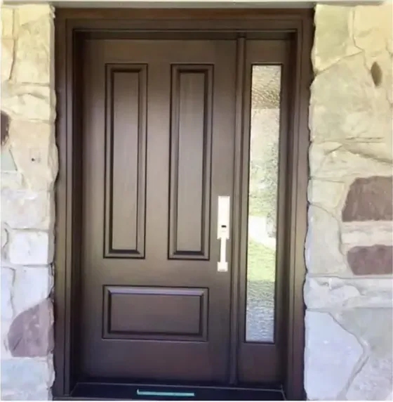 Grey exterior door, timber entry leaf, glazing and sidelights to order (EX-017)