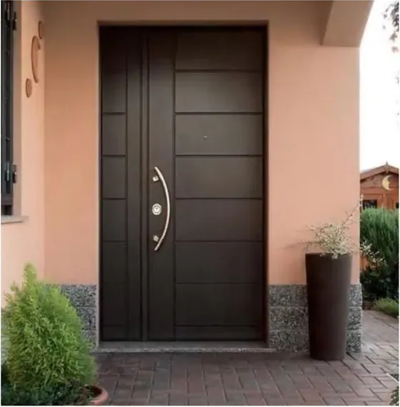 Charcoal exterior door, timber entry leaf, glazing and sidelights to order (EX-018)
