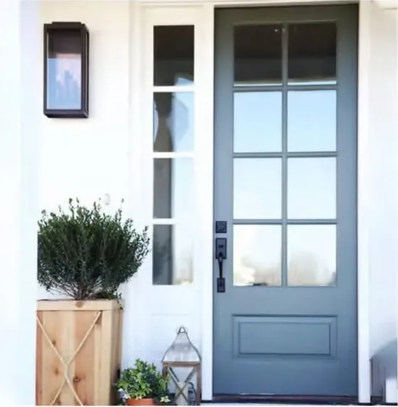 Grey exterior door, timber entry leaf, glazing and sidelights to order (EX-029)