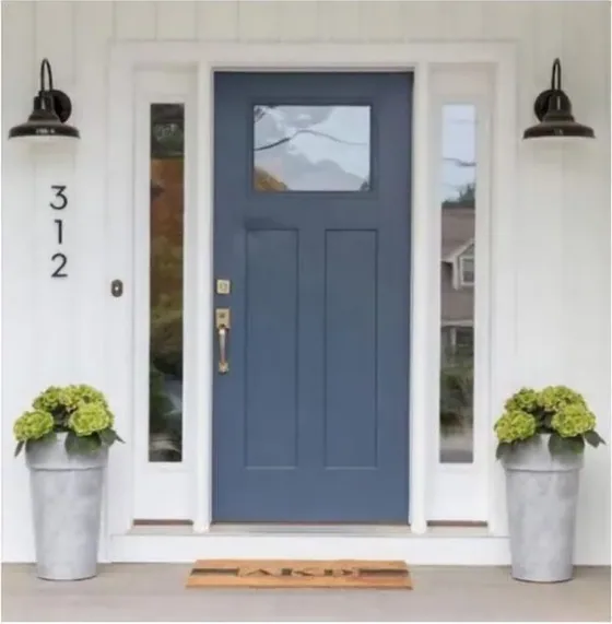 Grey exterior door, timber entry leaf, glazing and sidelights to order (EX-030)