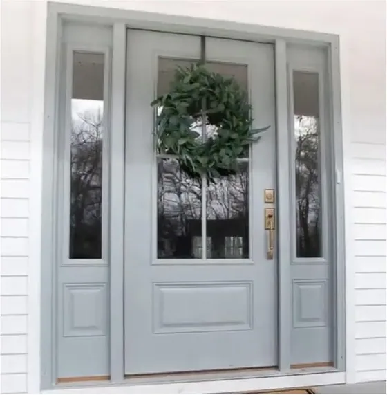 Grey exterior door, timber entry leaf, glazing and sidelights to order (EX-032)