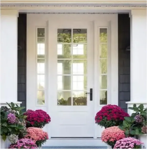Light oak exterior door, timber entry leaf, glazing and sidelights to order (EX-034)