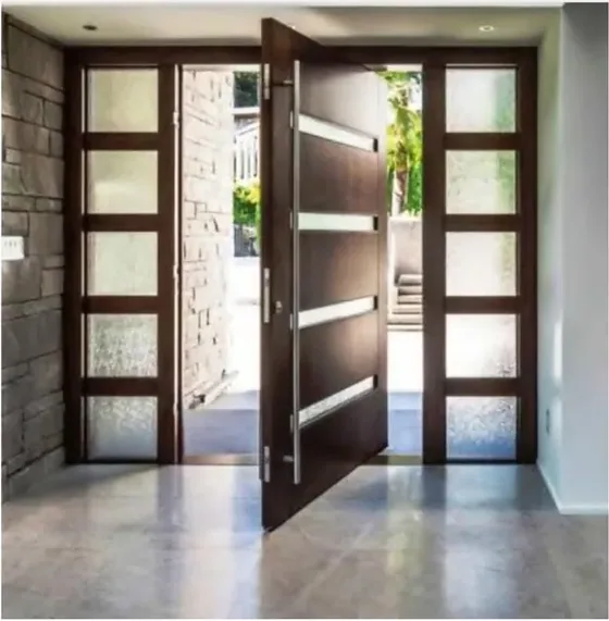 Grey exterior door, timber entry leaf, glazing and sidelights to order (EX-039)