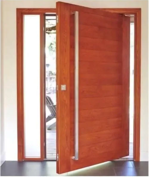 Honey oak exterior door, timber entry leaf, glazing and sidelights to order (EX-041)