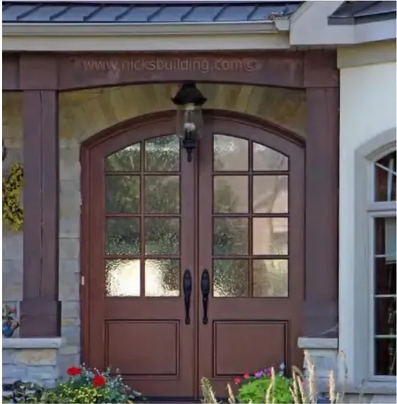 Walnut exterior door, timber entry leaf, glazing and sidelights to order (EX-048)