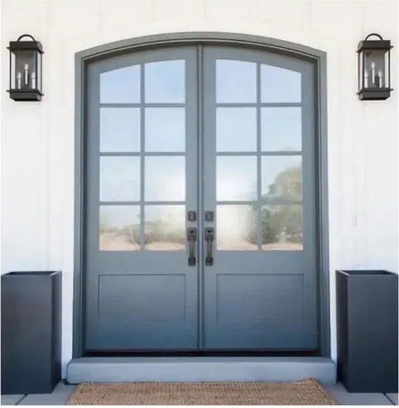 Light oak exterior door, timber entry leaf, glazing and sidelights to order (EX-050)