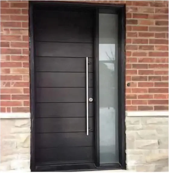 Charcoal exterior door, timber entry leaf, glazing and sidelights to order (EX-051)
