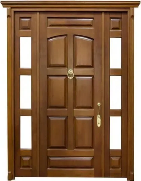 Walnut exterior door, timber entry leaf, glazing and sidelights to order (EX-053)