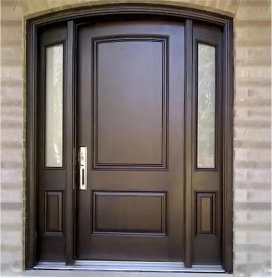 Honey oak exterior door, timber entry leaf, glazing and sidelights to order (EX-059)