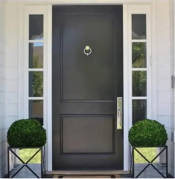Charcoal exterior door, timber entry leaf, glazing and sidelights to order (EX-060)