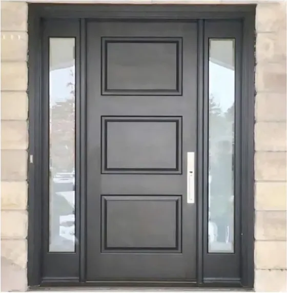 Grey exterior door, timber entry leaf, glazing and sidelights to order (EX-061)
