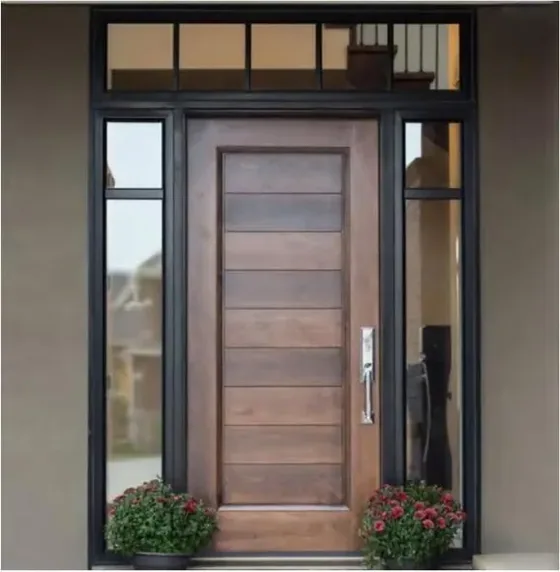Grey exterior door, timber entry leaf, glazing and sidelights to order (EX-062)