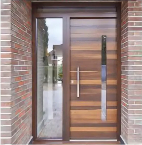 Grey exterior door, timber entry leaf, glazing and sidelights to order (EX-064)