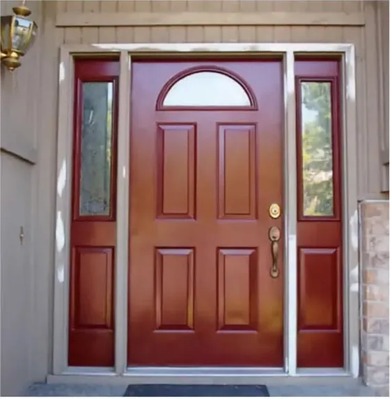 Honey oak exterior door, timber entry leaf, glazing and sidelights to order (EX-067)