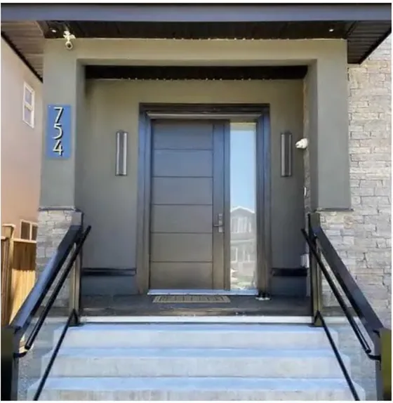 Grey exterior door, timber entry leaf, glazing and sidelights to order (EX-068)