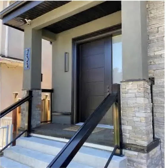 Charcoal exterior door, timber entry leaf, glazing and sidelights to order (EX-070)