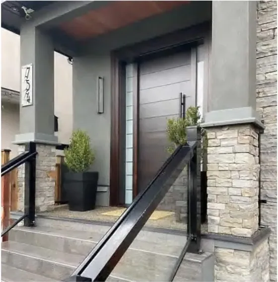 Honey oak exterior door, timber entry leaf, glazing and sidelights to order (EX-071)