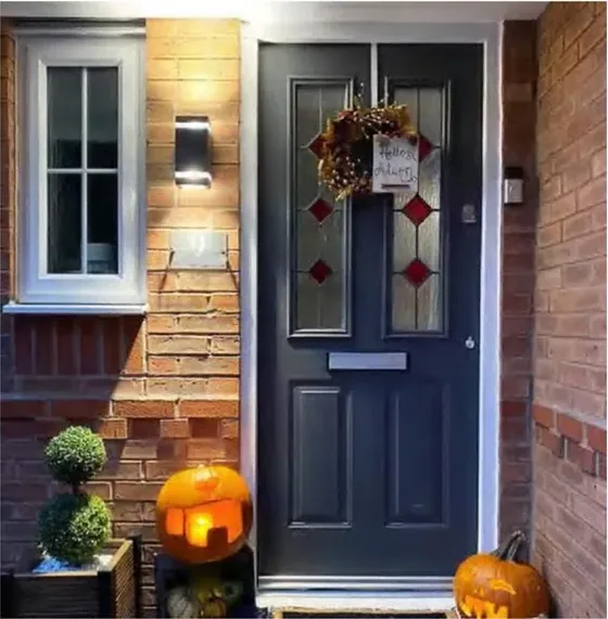 Charcoal exterior door, timber entry leaf, glazing and sidelights to order (EX-072)