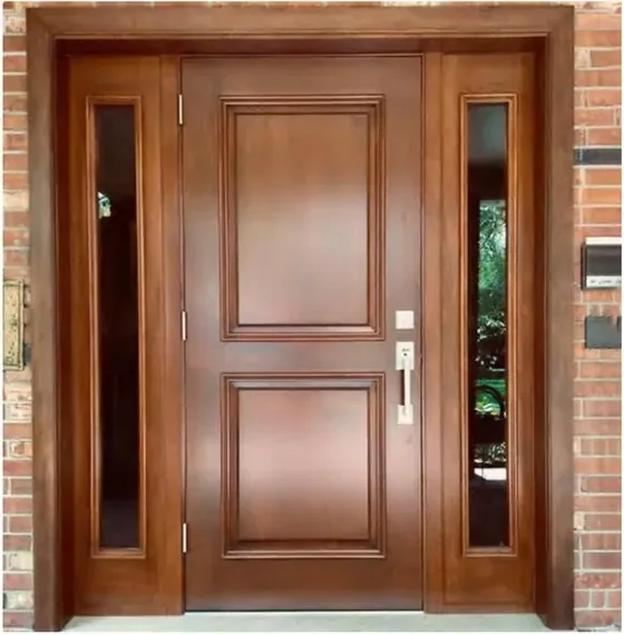 Light oak exterior door, timber entry leaf, glazing and sidelights to order (EX-081)