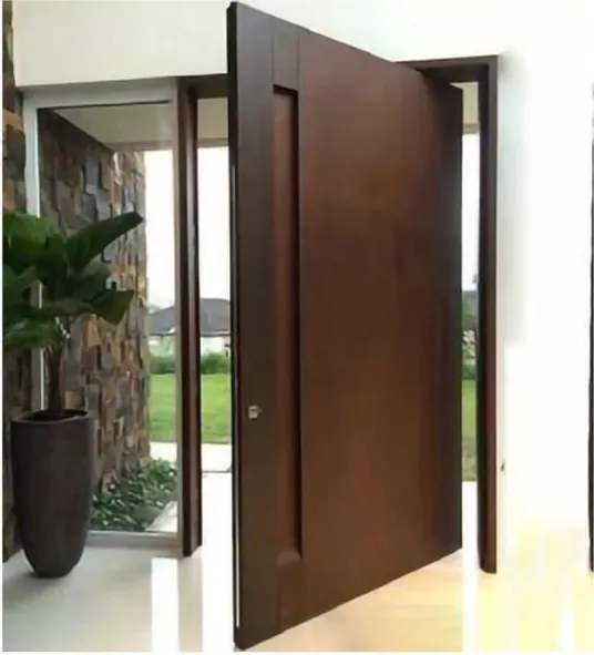 Dark timber exterior door, timber entry leaf, glazing and sidelights to order (EX-083)