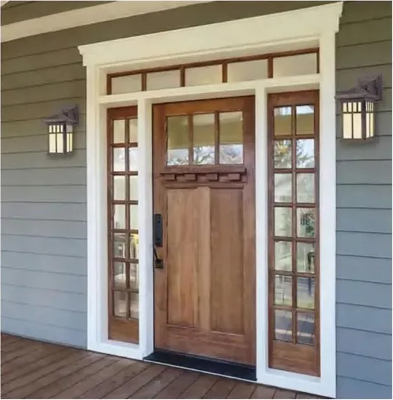 Grey exterior door, timber entry leaf, glazing and sidelights to order (EX-085)