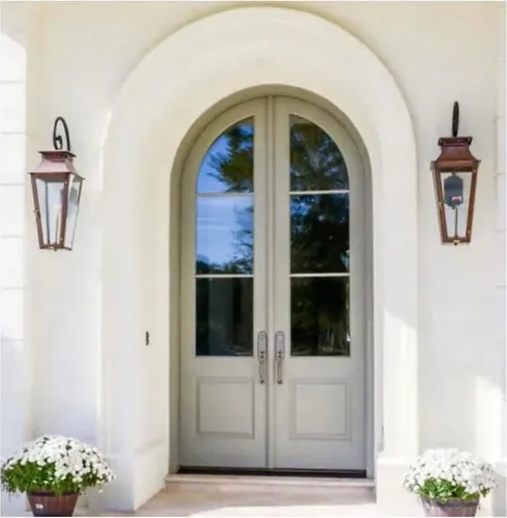 Charcoal exterior door, timber entry leaf, glazing and sidelights to order (EX-086)