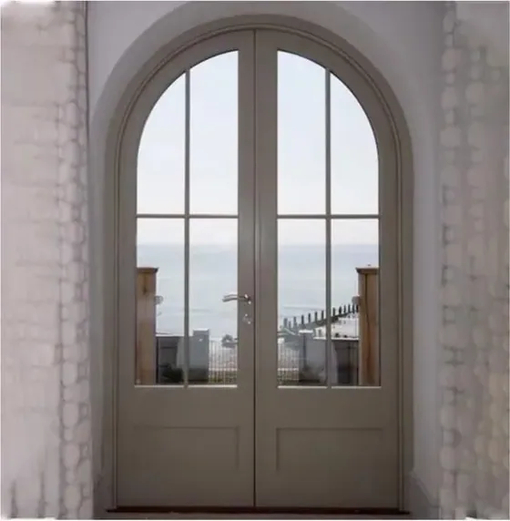 Light oak exterior door, timber entry leaf, glazing and sidelights to order (EX-087)