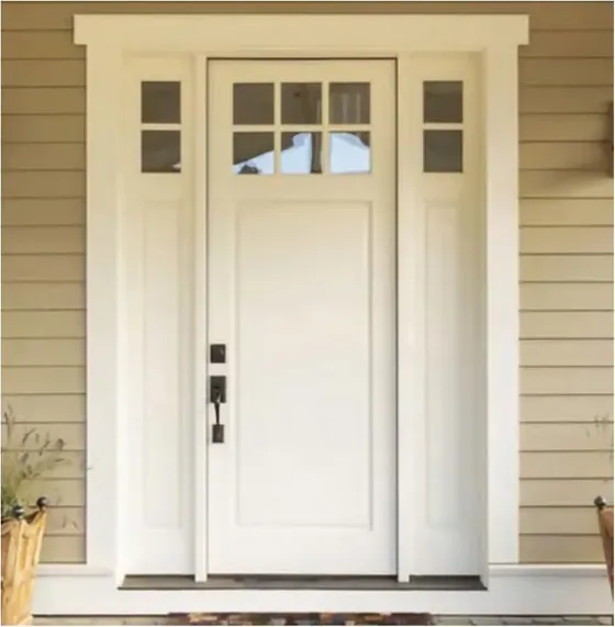 White exterior door, timber entry leaf, glazing and sidelights to order (EX-088)