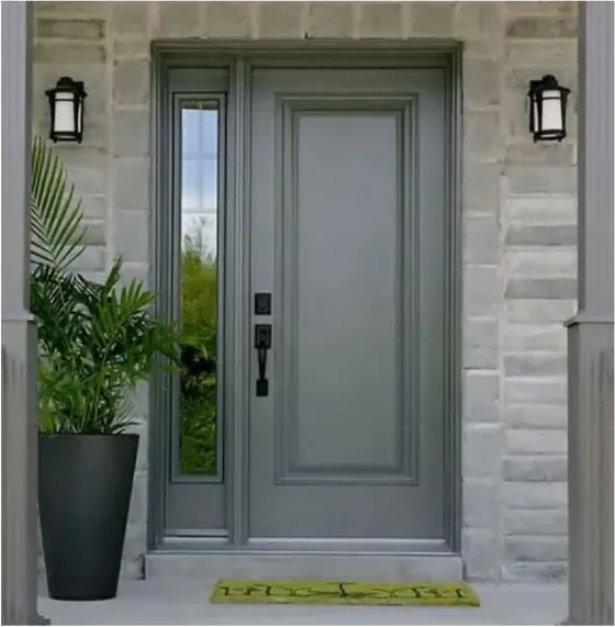 Charcoal exterior door, timber entry leaf, glazing and sidelights to order (EX-093)