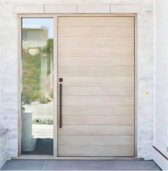White exterior door, timber entry leaf, glazing and sidelights to order (EX-095)