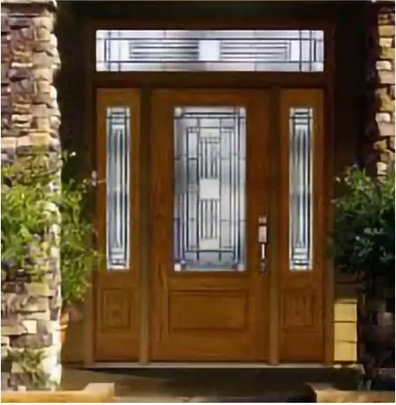 Walnut exterior door, timber entry leaf, glazing and sidelights to order (EX-100)