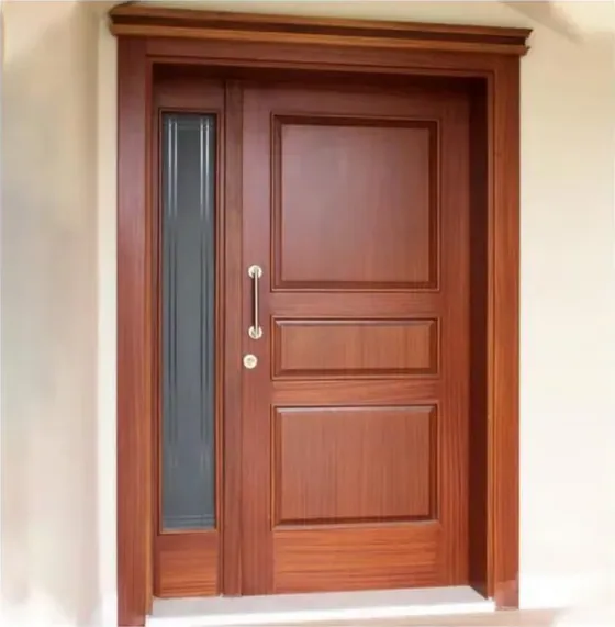 Honey oak exterior door, timber entry leaf, glazing and sidelights to order (EX-101)