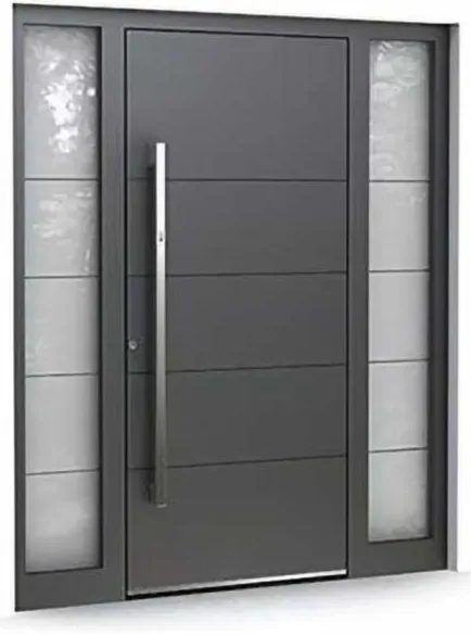 Charcoal exterior door, timber entry leaf, glazing and sidelights to order (EX-106)