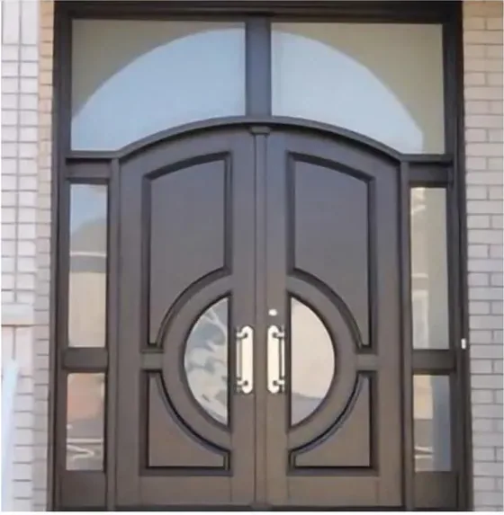 Grey exterior door, timber entry leaf, glazing and sidelights to order (EX-107)