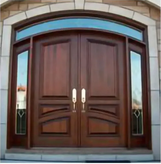 Walnut exterior door, timber entry leaf, glazing and sidelights to order (EX-108)
