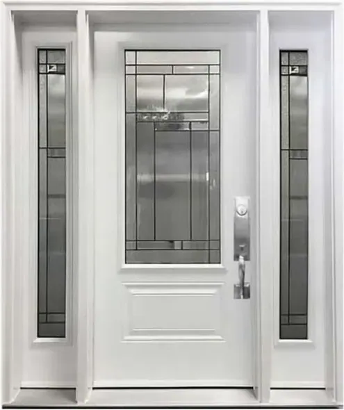 Grey exterior door, timber entry leaf, glazing and sidelights to order (EX-109)