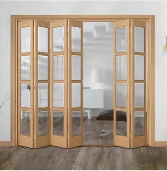 Light oak folding door, folding glazed system, timber or aluminium frame (FD-003)