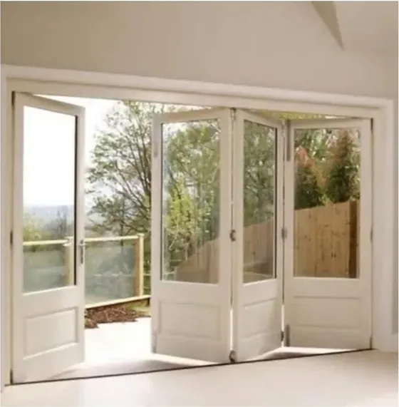 Grey folding door, folding glazed system, timber or aluminium frame (FD-006)