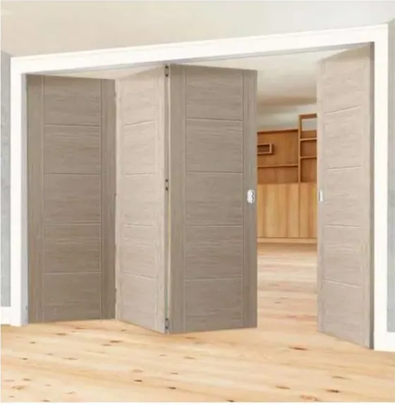 Light oak folding door, folding glazed system, timber or aluminium frame (FD-012)
