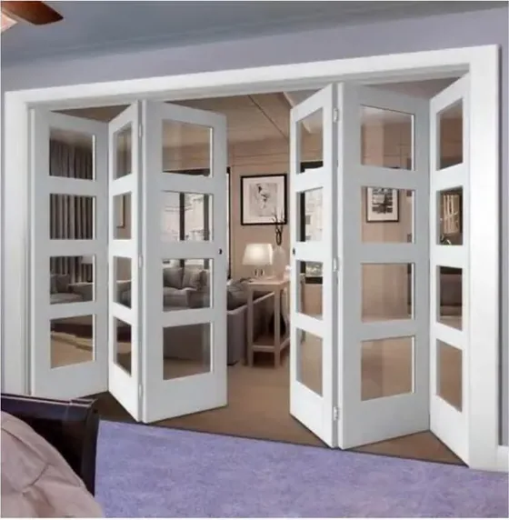 Grey folding door, folding glazed system, timber or aluminium frame (FD-015)