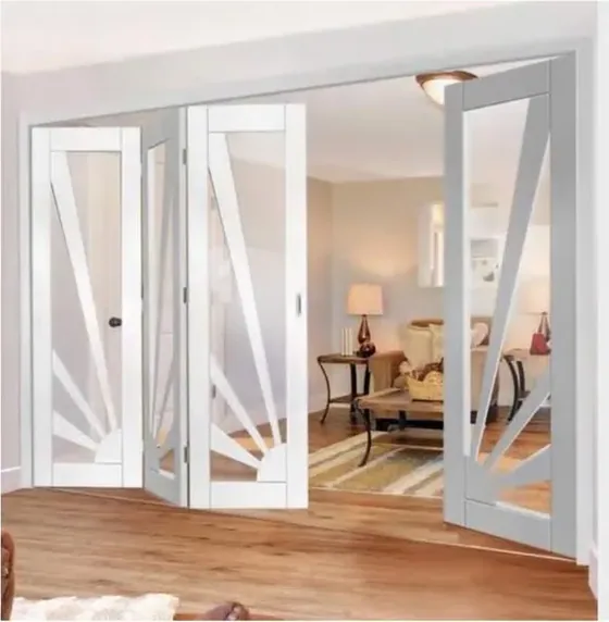 Light oak folding door, folding glazed system, timber or aluminium frame (FD-016)