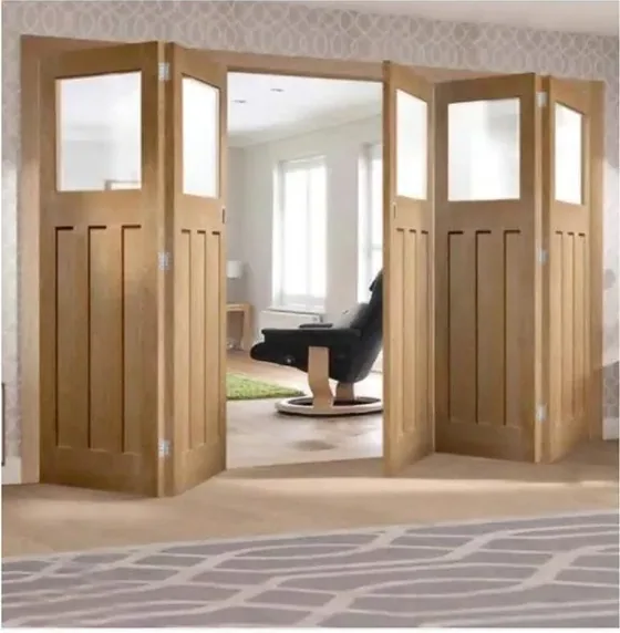 Light oak folding door, folding glazed system, timber or aluminium frame (FD-018)