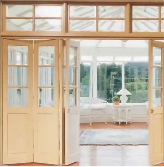 Light oak folding door, folding glazed system, timber or aluminium frame (FD-020)